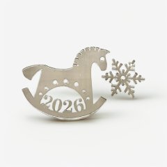 Топпер декоративный акриловый "Символ года. 2026" Серебро 6х7см 