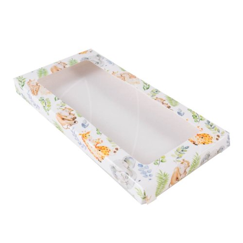 Коробка для шоколадной плитки с окном "Зверушки" 18х9х1,4 см КУ-756