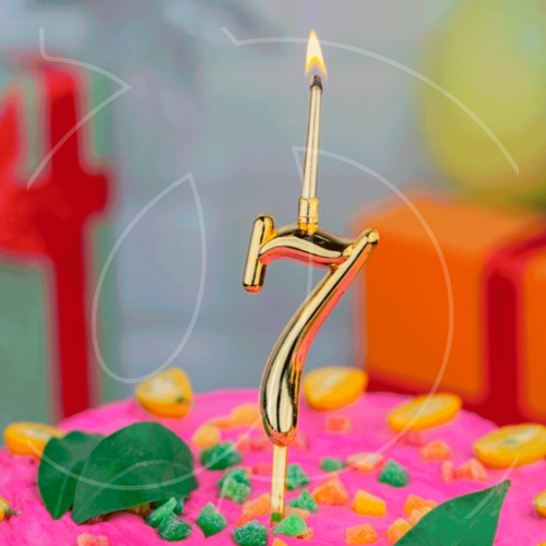 Свеча декоративная Цифра "7" Золотая 