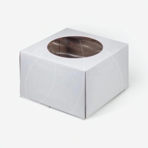 Коробка для торта с окном гофрокартон белая 28х28х18 см 014600