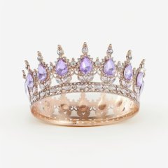 Топпер декоративный "Корона с камнями" Золото/Фиолетовый 12 см 